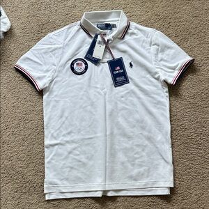 Team USA White Polo Shirt with Olympic team logo Embroidered Logo